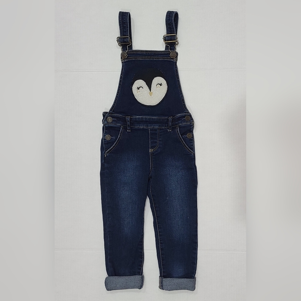 GAP Toddler Denim Overalls with Fleece Penguin Patch & Adjustable Straps 4yr - Picture 3 of 16